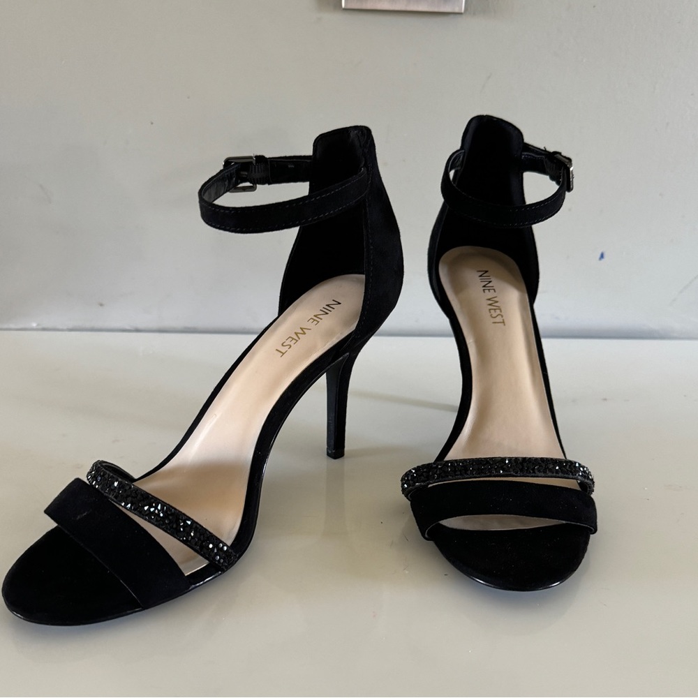 Nine West black sandals heels - 7.5